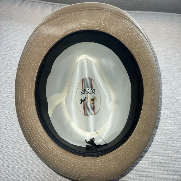 Dobbs Suede Leather Light Tan Fédora Hat Size 7 Small Vintage - Picture 5 of 6